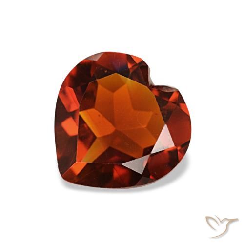 Citrino naranja oscuro natural de 0,98 ct, forma de corazón, VS
