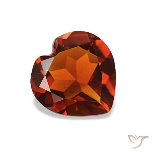 Citrino naranja oscuro natural de 0,98 ct, forma de corazón, VS