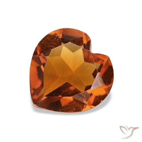 Citrino naranja intenso de 0,92 ct, corazón, VVS-VS