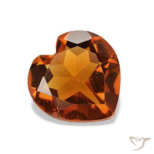 Citrino naranja intenso natural de 0,92 ct, forma de corazón, VVS-VS