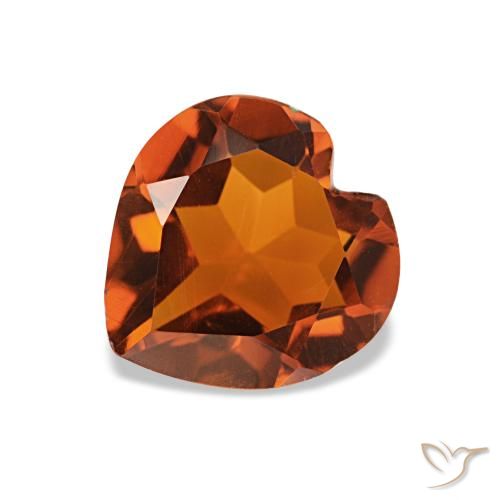 Citrino ámbar naranja natural de 0,91 ct, forma de corazón, VS
