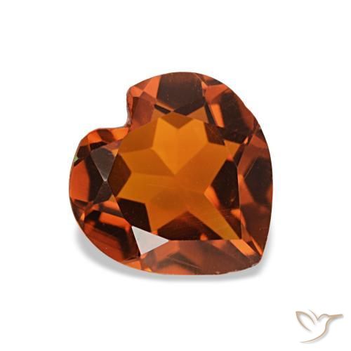 Citrino ámbar naranja natural de 0,91 ct, forma de corazón, VS