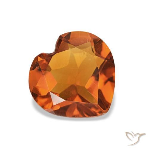 Citrino Naranja oscuro natural de 0.93 ct, Forma de corazón, VS