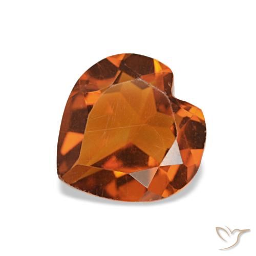 Citrino Naranja medio natural de 0.91 ct, Forma de corazón, VS