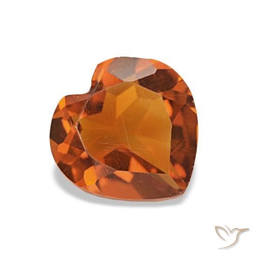 Citrino Naranja medio natural de 0.91 ct, Forma de corazón, VS