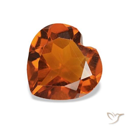 Citrino naranja intenso natural de 1,03 ct, forma de corazón, VS