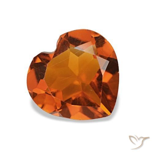 Citrino naranja intenso natural de 1,03 ct, forma de corazón, VS