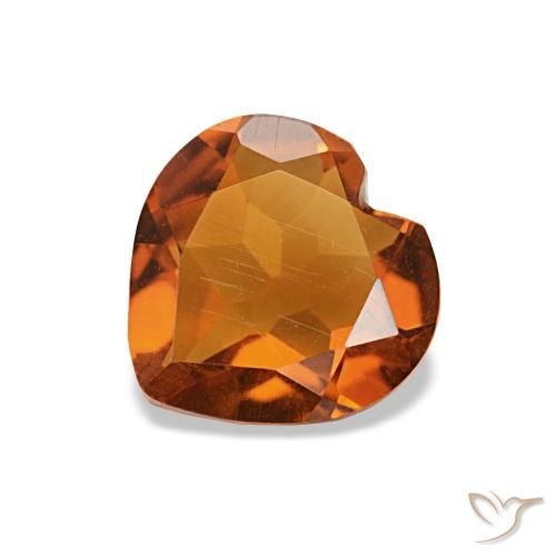 Citrino Naranja rojizo natural de 0.94 ct, Forma de corazón, VVS