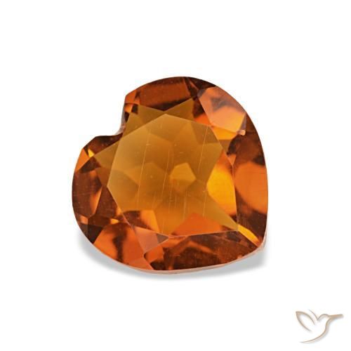 Citrino Naranja rojizo natural de 0.94 ct, Forma de corazón, VVS