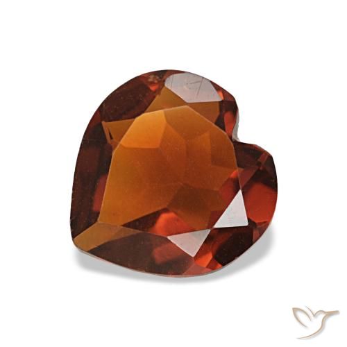 Citrino Naranja medio natural de 0.87 ct, Forma de corazón, VVS