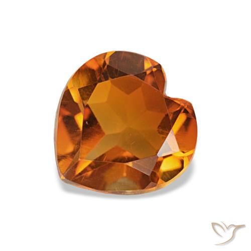 Citrino naranja medio de 1,10 ct, corazón, VVS