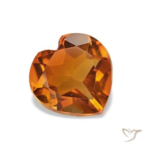 Citrino naranja medio natural de 1,10 ct, forma de corazón, VVS