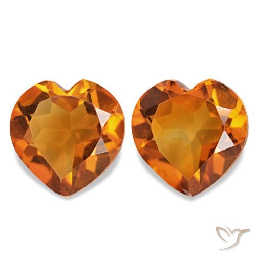 Gemas de Citrino Naranja medio natural de 2.11 ct, Forma de corazón, VVS