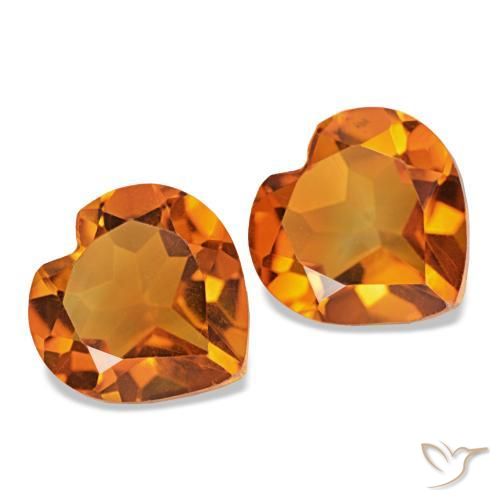 Gemas de Citrino Naranja medio natural de 2.11 ct, Forma de corazón, VVS