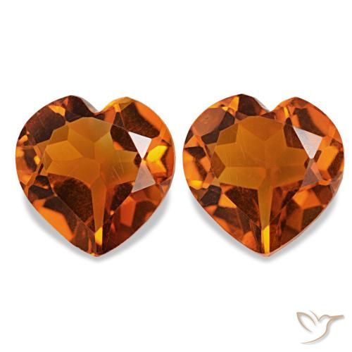 Citrino ámbar naranja de 1,97 ct, corazón, VS