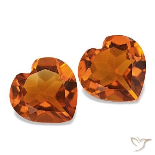 Gemas de citrino ámbar naranja natural de 1,97 ct, forma de corazón, VS
