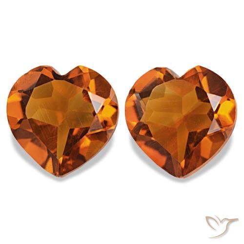 Gemas de citrino naranja medio natural de 2,14 ct, forma de corazón, VS
