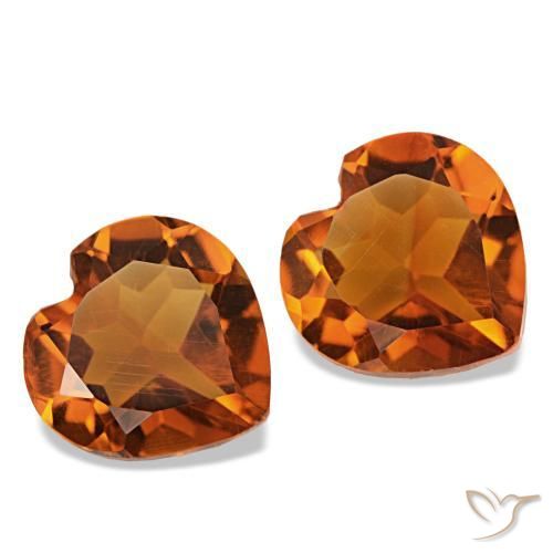 Gemas de citrino naranja medio natural de 2,14 ct, forma de corazón, VS