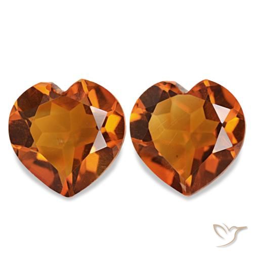 Gemas de Citrino Naranja oscuro natural de 2.10 ct, Forma de corazón, VS