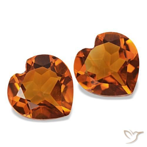 Gemas de Citrino Naranja oscuro natural de 2.10 ct, Forma de corazón, VS