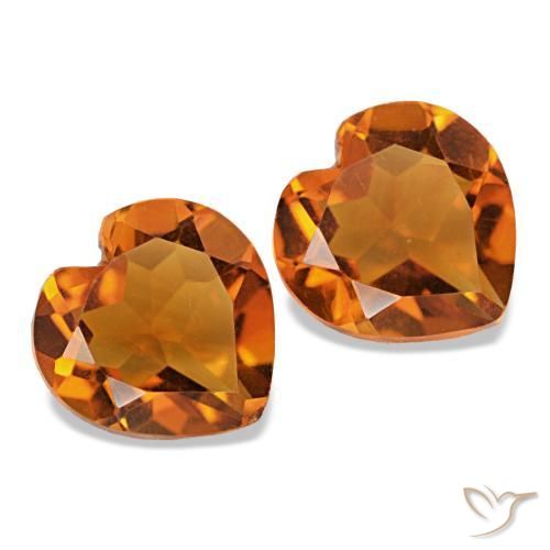 Gemas de Citrino Naranja oscuro natural de 2.05 ct, Forma de corazón, VS
