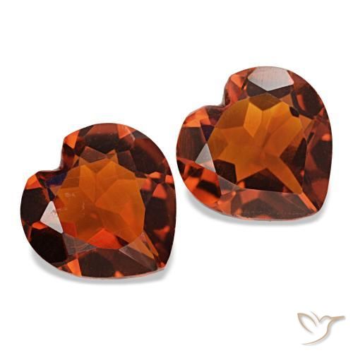 Gemas de Citrino Naranja rojizo oscuro natural de 1.93 ct, Forma de corazón, VVS