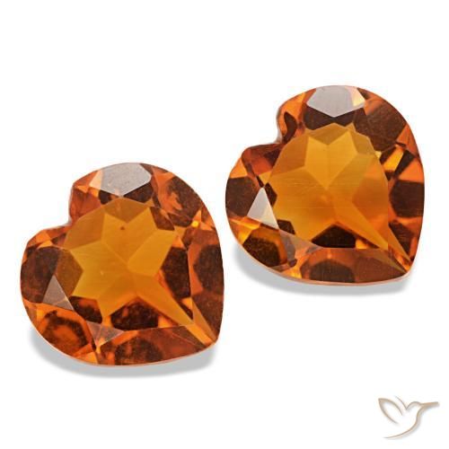 Gemas de citrino naranja medio natural de 1,97 ct, forma de corazón, VVS
