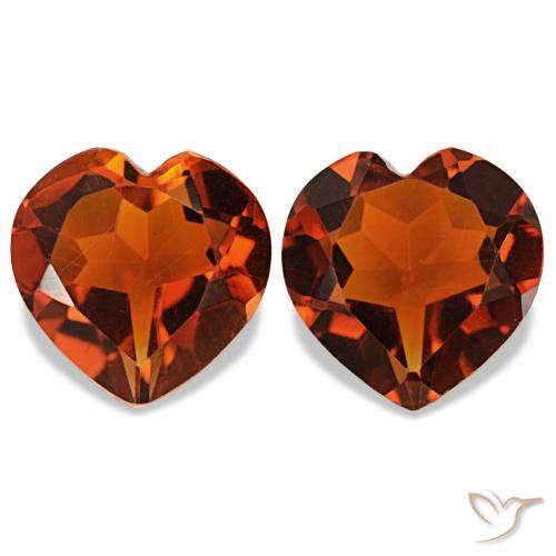 Citrino naranja oscuro de 2,02 ct, corazón, VVS