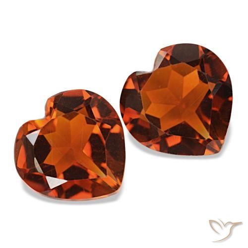 Gemas de citrino naranja oscuro natural de 2,02 ct, forma de corazón, VVS