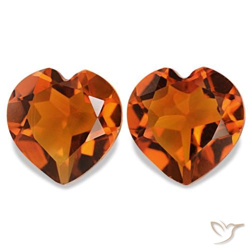 Gemas de Citrino Naranja rojizo natural de 2.00 ct, Forma de corazón, VVS