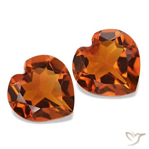 Gemas de Citrino Naranja rojizo natural de 2.00 ct, Forma de corazón, VVS