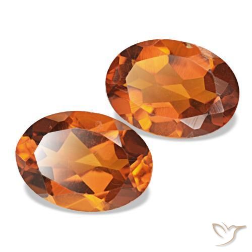 Gemas de citrino naranja natural de 1,45 ct, corte óvalo, VS