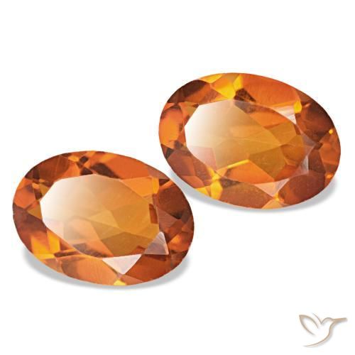 Gemas de citrino naranja natural de 1,34 ct, corte óvalo, VS