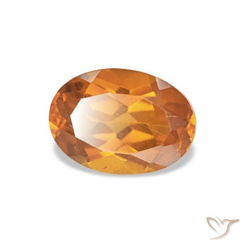 Citrino naranja medio natural de 0,69 ct, corte óvalo, VS