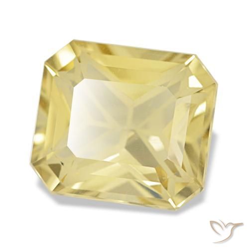 Citrino amarillo natural de 3,23 ct, corte esmeralda, VVS