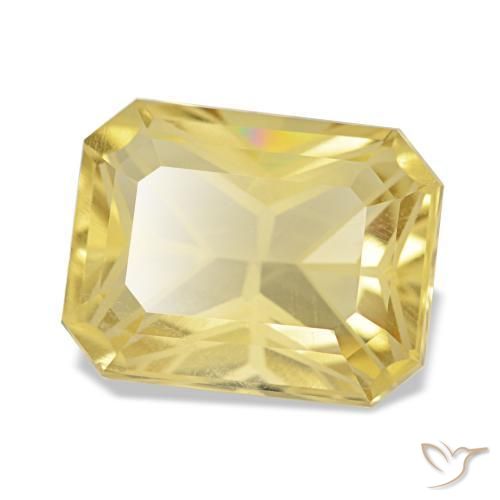 Citrino amarillo natural de 3,56 ct, corte esmeralda, VVS