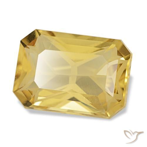 Citrino amarillo natural de 3,50 ct, corte esmeralda, VVS
