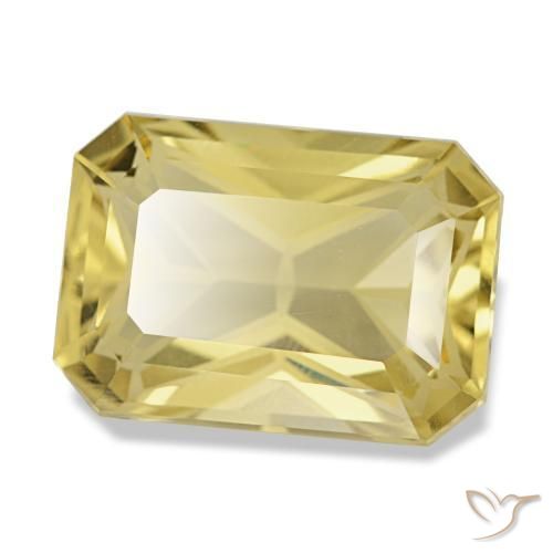 Citrino amarillo natural de 5,62 ct, corte esmeralda, VVS