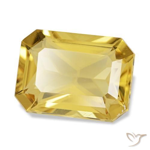 Citrino amarillo natural de 4,59 ct, corte esmeralda, VS