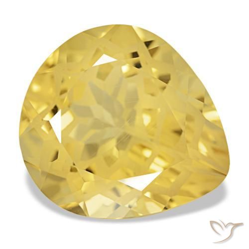 Citrino amarillo natural de 11,59 ct, en forma de pera, VVS-VS