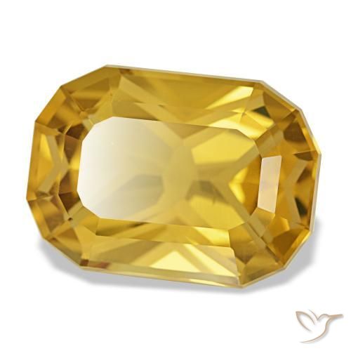 Citrino dorado natural de 10,70 ct, corte cojín, VS