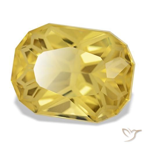 Citrino amarillo natural de 12,35 ct, corte cojín, VVS-VS