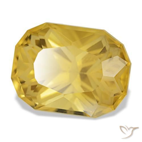 Citrino amarillo natural de 12,45 ct, corte cojín, VVS-VS