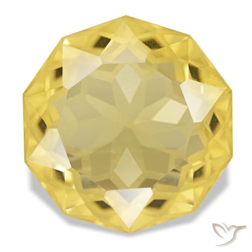 Citrino amarillo natural de 15,00 ct, corte redondo, VVS