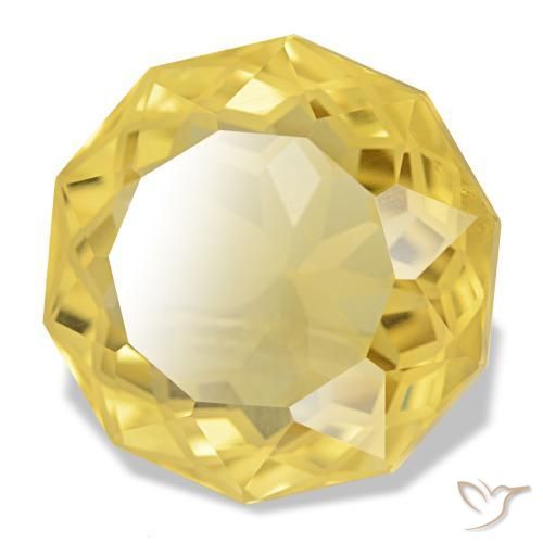 Citrino amarillo natural de 15,00 ct, corte redondo, VVS