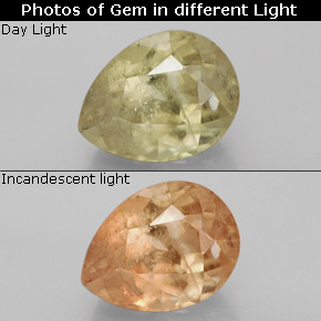 Diasporo con cambio de color  natural de 3,69 ct, en forma de pera, SI