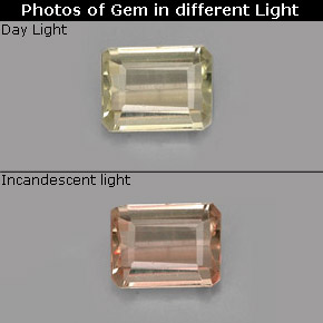 Diasporo con cambio de color  natural de 0,84 ct, corte esmeralda, VS