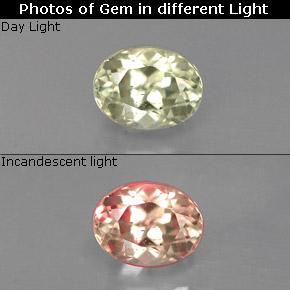 Diásporo con Cambio de Color Verde/rosado natural de 0.77 ct, Corte Óvalo, VS