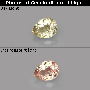 Diasporo con cambio de color  natural de 0,58 ct, en forma de pera, VS