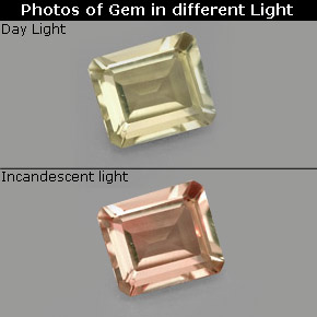 Diasporo con cambio de color  natural de 0,67 ct, corte esmeralda, VS